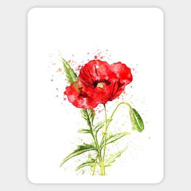 Red poppy art Sticker by Baron